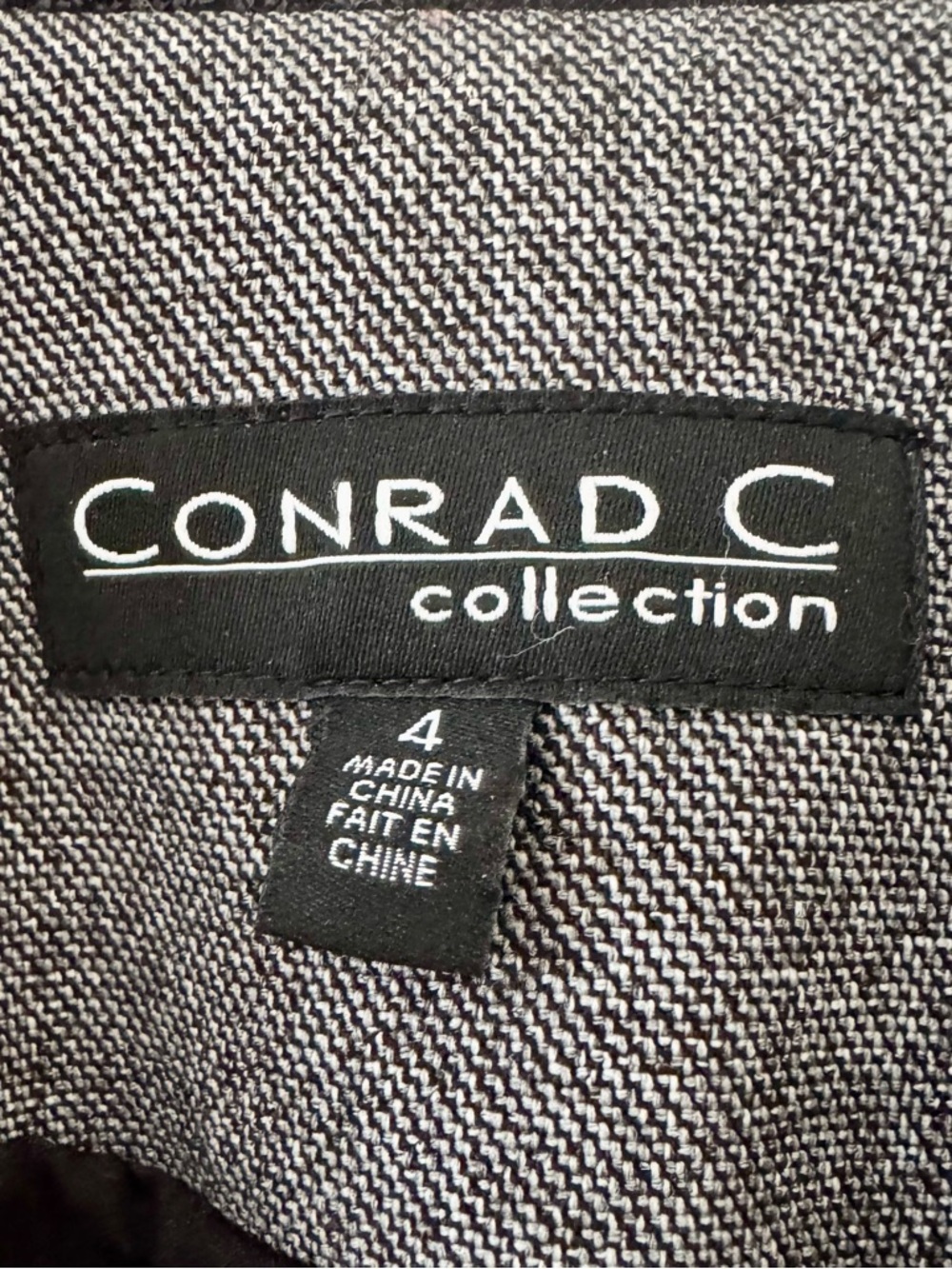 Conrad C Collection Sz 4 Stretch Blazer Jacket 3-Button Black Contrast Collar. - Picture 3 of 8